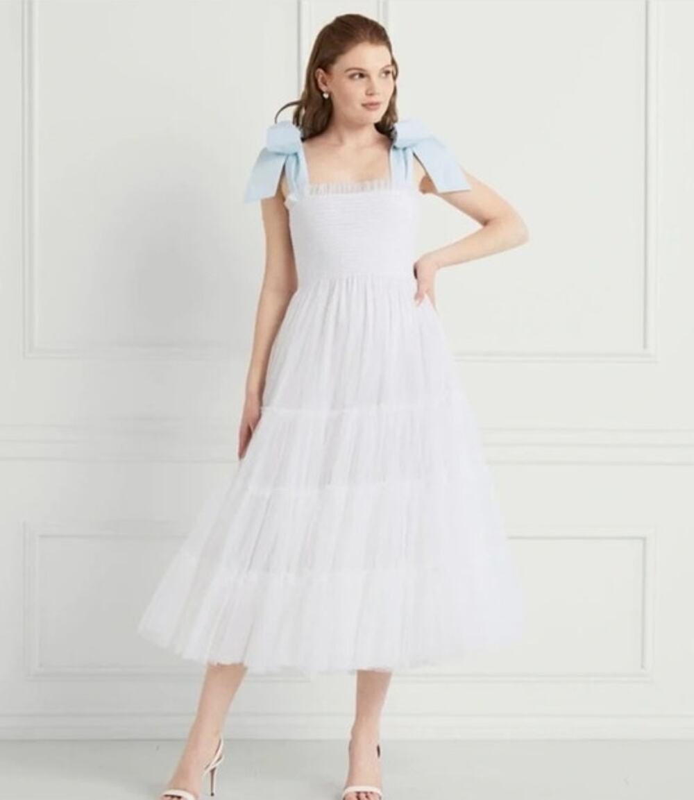 HILL HOUSE S Small Collectors Edition Ellie Ribbon White Blue Tulle Dress NWT